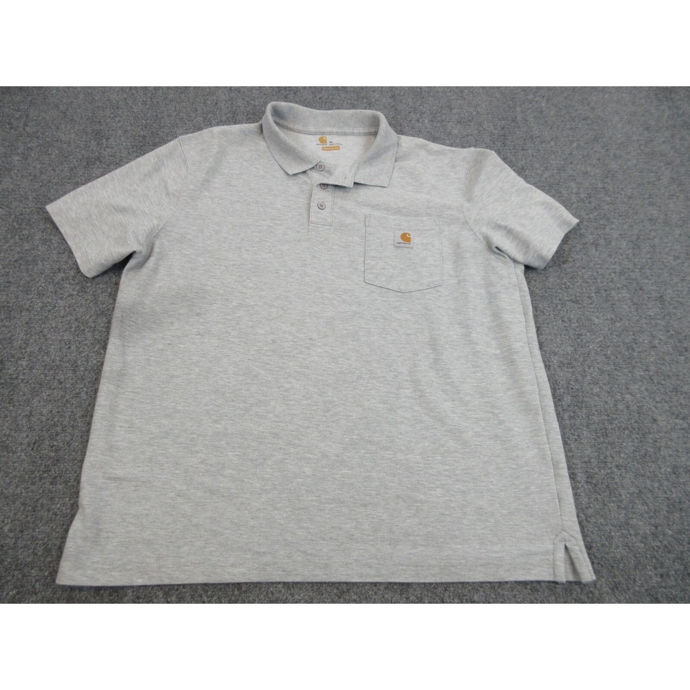 Carhartt Polo Shirt Mens XL Gray Polyester Cotton Workwear Pocket Tagless Knit
